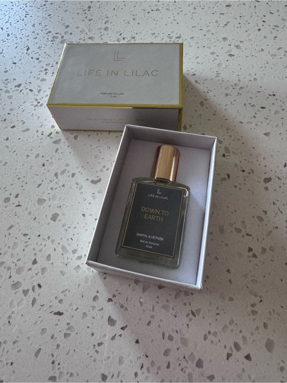 Life In Lilac "Down To Earth" Perfume Oil - Clear Bottle, Gold Cap